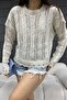 Women's Cream Split Detailed Knitwear Blouse - 6