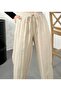 Stone Blue Linen Look Summer Lace-up Shalwar Trousers - 3878 - 5