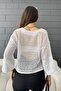 Women's White Front Tie Knitwear Cardigan - 6