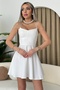 Backless Thin Straps Bell Cut V-Neck Black Dress White Engagement Dress 114 - 6