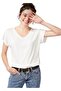 T-Shirt Women's V-Neck Basic White Color - 8