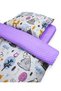 Children's Duvet Cover Set 90x190 Cute Teddy Bears for Bed Lilac Without Comforter