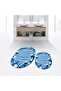 Digital Printed Non-Slip Base Washable Oval Double Bathroom Mat Toilet Seat Set, V-O-KLOZET-47-BLUE,