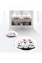 Digital Printed Non-Slip Washable Round Double Bath Mat Toilet Seat Set, V-Y-KLOZET-42-WHITE,