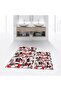 Digital Printed Non-Slip Base Washable Double Bathroom Mat Toilet Seat Set, V-KLOZET-44-RED,