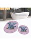 Digital Printed Non-Slip Base Washable Oval Double Bathroom Mat Toilet Seat Set, V-O-KLOZET-33-PINK, - 3