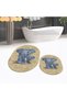 Digital Printed Non-Slip Base Washable Oval Double Bathroom Mat Toilet Seat Set, V-O-KLOZET-33-BROWN, - 2