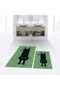 Digital Printed Non-Slip Base Washable Double Bathroom Mat Toilet Set, V-KLOZET-39-GREEN,