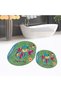 Digital Printed Non-Slip Base Washable Oval Double Bathroom Mat Toilet Seat Set, V-O-KLOZET-31-GREEN, - 2
