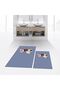 Digital Printed Non-Slip Base Washable Double Bathroom Mat Toilet Set, V-KLOZET-38-BLUE,
