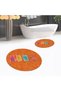 Digital Printed Non-Slip Washable Round Double Bath Mat Toilet Seat Set, V-Y-KLOZET-41-ORANGE, - 3