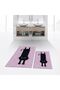 Digital Printed Non-Slip Base Washable Double Bathroom Mat Toilet Set, V-KLOZET-39-PINK,