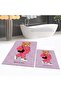 Digital Printed Non-Slip Base Washable Double Bathroom Mat Toilet Set, V-KLOZET-34-PINK, - 2