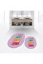 Digital Printed Non-Slip Base Washable Oval Double Bath Mat Toilet Seat Set, V-O-KLOZET-41-PINK,