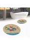 Digital Printed Non-Slip Washable Round Double Bath Mat Toilet Seat Set, V-Y-KLOZET-31-BROWN, - 3