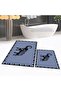 Digital Printed Non-Slip Base Washable Double Bathroom Mat Toilet Seat Set, V-KLOZET-32-BLUE, - 2