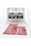 Digital Printed Non-Slip Base Washable Double Bathroom Mat Toilet Set, V-KLOZET-48-RED,
