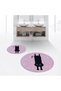 Digital Printed Non-Slip Washable Round Double Bath Mat Toilet Seat Set, V-Y-KLOZET-39-PINK,