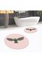 Digital Printed Non-Slip Washable Round Double Bath Mat Toilet Seat Set, V-Y-KLOZET-37-PINK, - 2