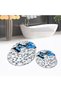 Digital Printed Non-Slip Base Washable Oval Double Bathroom Mat Toilet Seat Set, V-O-KLOZET-45-BLUE, - 2