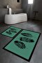 Digital Print Pcs Non-Slip Washable Leaf Double Bathroom Set Toilet Seat Set - 6