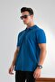 Men's Blue Regular Fit 100% Cotton Polo Neck T-Shirt Hlthe012001 - 3