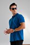 Men's Blue Regular Fit 100% Cotton Polo Neck T-Shirt Hlthe012001