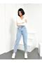 Women's Blue Snow Mom High Waist 100% Cotton Jean Denim Trousers Anna-Mavi̇kar - 2