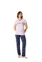 Women's Pink Round Neck Pocket Pajama Set 17013 - 2
