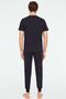 - Men's Navy Blue Round Collar Pajama Set - 4