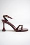 Women's Burgundy Patent Leather Classic Heeled Shoes New Season Thin Heel Top Quality Summer Shoes - 5