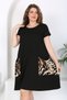 Women's Black and Brown Leopard Pattern Pocketed Standard Size Stretchy Viscose Dress - 6
