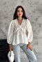 Women's White Cotton Blouse with Lace Embroidered Robe - 5