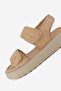 Women's Beige Patent Leather Genuine Natural Leather Short-Heeled Flat Sandals - 6
