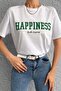 تيشيرت بتصميم مطبوع عليه Happiness للجنسين - 2