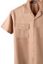 Beige Men's Summer Shirt - Short Sleeve, Double Pocket, Comfortable Fit - 2