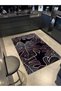 Black Themed Abstract Leaf Patterned Creative Modern Decorative Carpet 4999 - 4