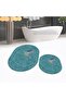 Digital Printed Non-Slip Base Washable Oval Double Bathroom Mat Toilet Seat Set, V-O-KLOZET-36-BLUE, - 2