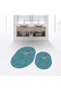 Digital Printed Non-Slip Base Washable Oval Double Bathroom Mat Toilet Seat Set, V-O-KLOZET-36-BLUE,