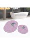 Digital Printed Non-Slip Base Washable Oval Double Bath Mat Toilet Seat Set, V-O-KLOZET-36-PINK, - 3