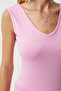 Women's Candy Pink Deep Front Back V-Neck Viscose Blouse EN00578 - 4