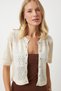 Women's Cream Openwork Seasonal Knitwear Cardigan Ow00045