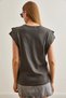 Women's Smoked Sleeve Detail Cotton T-Shirt Tsh- 19000819 - 6