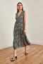 Women's Daisy Black Double Breasted Lapel Print Maxi Knitted Dress Elb- 19002125 - 3