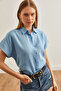 Women's Baby Blue Bat Basic Muslin Shirt Gml- 19001215