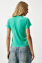 Women's Light Green Crew Neck Basic Sandy T-Shirt EN00611 - 6