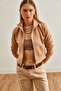 Women's Beige Zippered Scuba Jacket Ckt- 19000362 - 4