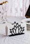 Lotus Flower 2 Motif Desktop Decorative Napkin Holder Towel Holder Black (Size: 12 x 10) - 2