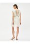 Sleeveless Mini Dress V Neck Jewelled Bow Detail - 4