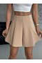 Women's Pleated Mini Cream Skirt - 5